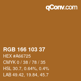 Color code: RGB 166 103 37 | qconv.com