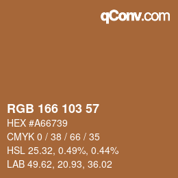 Color code: RGB 166 103 57 | qconv.com