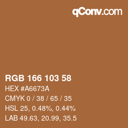 Color code: RGB 166 103 58 | qconv.com