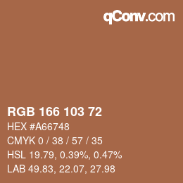 Color code: RGB 166 103 72 | qconv.com