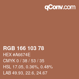 Color code: RGB 166 103 78 | qconv.com