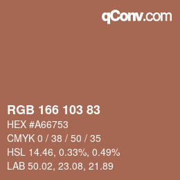 Color code: RGB 166 103 83 | qconv.com