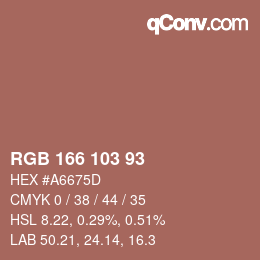 Color code: RGB 166 103 93 | qconv.com