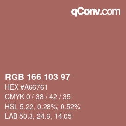 カラーコード: RGB 166 103 97 | qconv.com