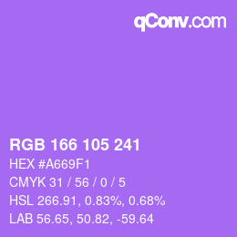カラーコード: RGB 166 105 241 | qconv.com