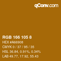 Color code: RGB 166 105 8 | qconv.com