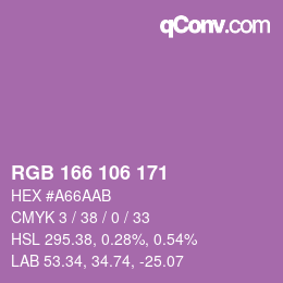 Color code: RGB 166 106 171 | qconv.com
