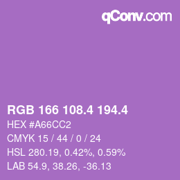 カラーコード: RGB 166 108.4 194.4 | qconv.com