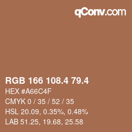 カラーコード: RGB 166 108.4 79.4 | qconv.com