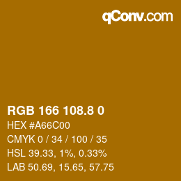 カラーコード: RGB 166 108.8 0 | qconv.com
