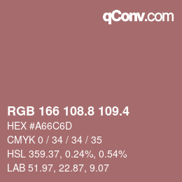カラーコード: RGB 166 108.8 109.4 | qconv.com