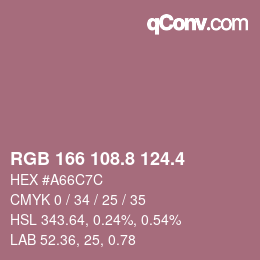 カラーコード: RGB 166 108.8 124.4 | qconv.com