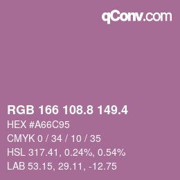 カラーコード: RGB 166 108.8 149.4 | qconv.com