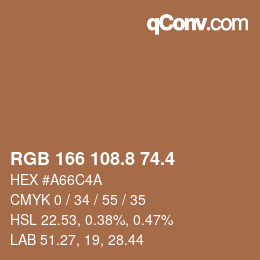 カラーコード: RGB 166 108.8 74.4 | qconv.com