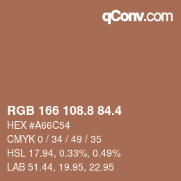 カラーコード: RGB 166 108.8 84.4 | qconv.com