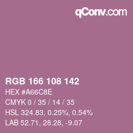 Color code: RGB 166 108 142 | qconv.com
