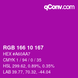 Color code: RGB 166 10 167 | qconv.com