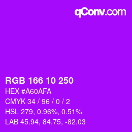 Color code: RGB 166 10 250 | qconv.com