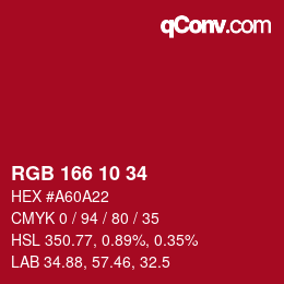 カラーコード: RGB 166 10 34 | qconv.com