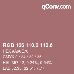 カラーコード: RGB 166 110.2 112.6 | qconv.com