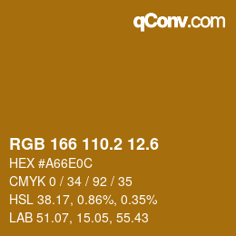 カラーコード: RGB 166 110.2 12.6 | qconv.com
