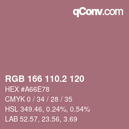 カラーコード: RGB 166 110.2 120 | qconv.com