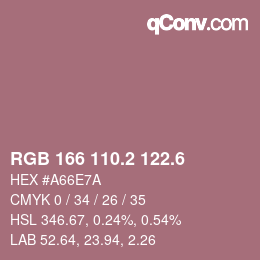 カラーコード: RGB 166 110.2 122.6 | qconv.com