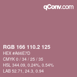 カラーコード: RGB 166 110.2 125 | qconv.com