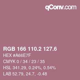 カラーコード: RGB 166 110.2 127.6 | qconv.com