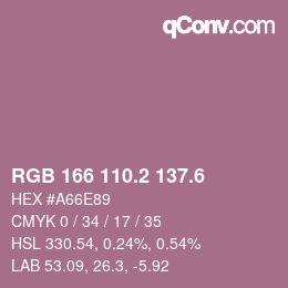 カラーコード: RGB 166 110.2 137.6 | qconv.com