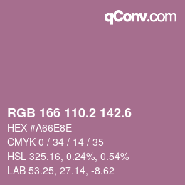 カラーコード: RGB 166 110.2 142.6 | qconv.com