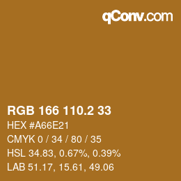 カラーコード: RGB 166 110.2 33 | qconv.com