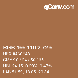 カラーコード: RGB 166 110.2 72.6 | qconv.com