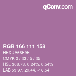 カラーコード: RGB 166 111 158 | qconv.com