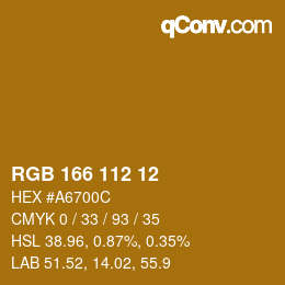 颜色代码: RGB 166 112 12 | qconv.com