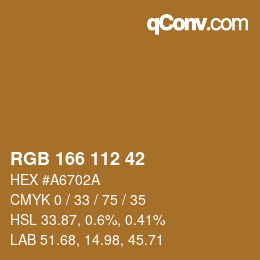 Color code: RGB 166 112 42 | qconv.com
