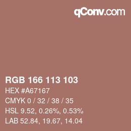 Color code: RGB 166 113 103 | qconv.com