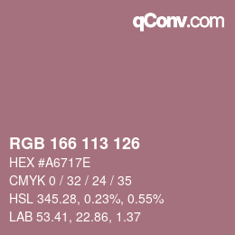 Farbcode: RGB 166 113 126 | qconv.com