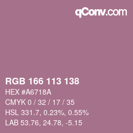 Color code: RGB 166 113 138 | qconv.com