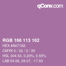 Color code: RGB 166 113 162 | qconv.com