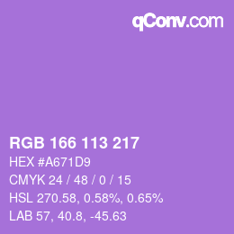 Color code: RGB 166 113 217 | qconv.com