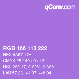 Color code: RGB 166 113 222 | qconv.com