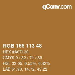 Color code: RGB 166 113 48 | qconv.com