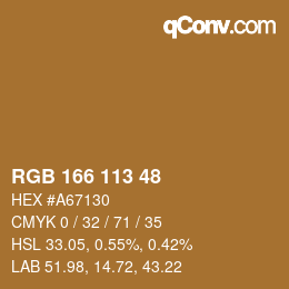 Color code: RGB 166 113 48 | qconv.com