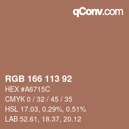 カラーコード: RGB 166 113 92 | qconv.com