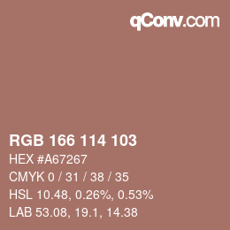 Color code: RGB 166 114 103 | qconv.com