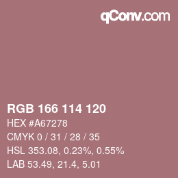 Color code: RGB 166 114 120 | qconv.com