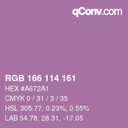 カラーコード: RGB 166 114 161 | qconv.com