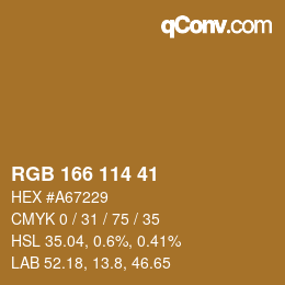 Color code: RGB 166 114 41 | qconv.com