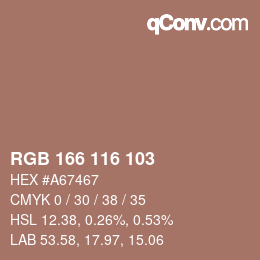 Color code: RGB 166 116 103 | qconv.com